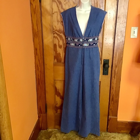 Vintage Denim - Vintage 70s rare one of a kind jean retro pantsuit